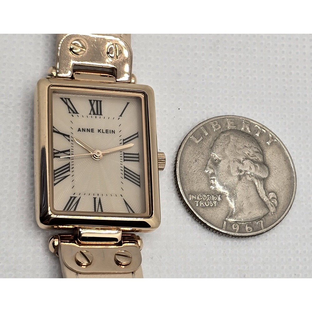 Women's Anne Klein AK/3752 Taupe Dial Rose Gold Case Tan Leather Strap Watch 03 - Picture 6 of 9